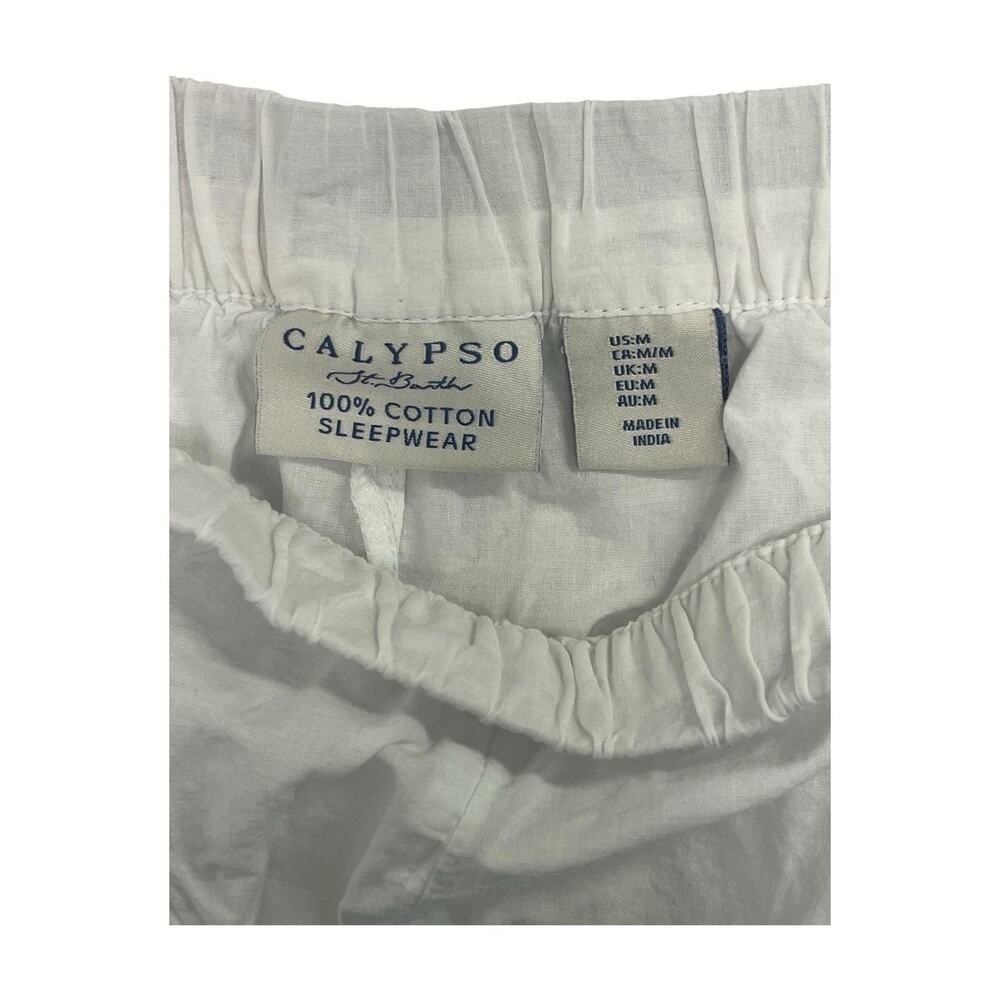 Calypso St Barth Pajama Set Womens Medium White Blue Embroidered Cotton Lounge - Picture 4 of 14